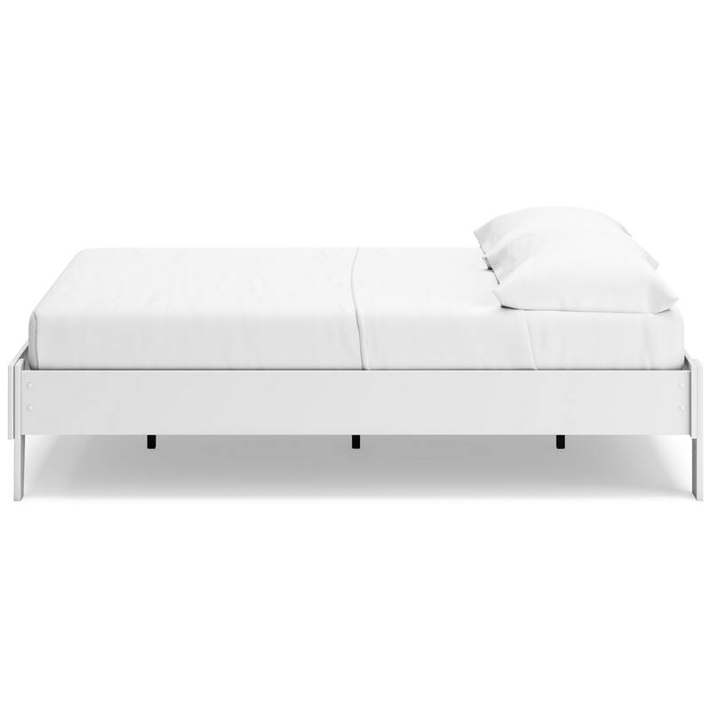 Alli Full Size Platform Bed, Modern Matte White Wood, Low Profile Legs