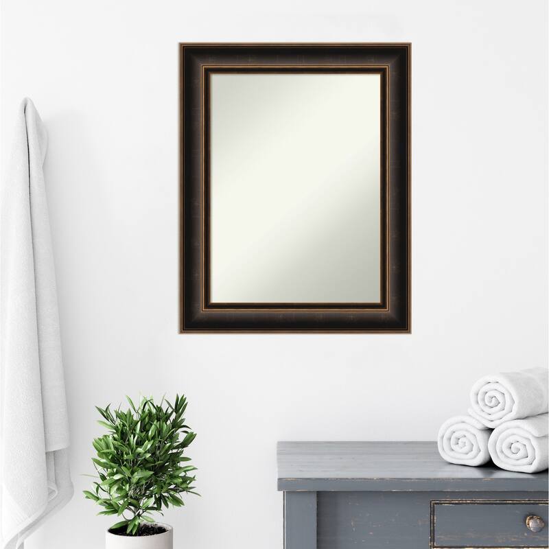 Villa Oil Rubbed Bronze Non-Beveled Wood Framed Bathroom Vanity Wall Mirror - Villa Oil Rubbed Bronze
