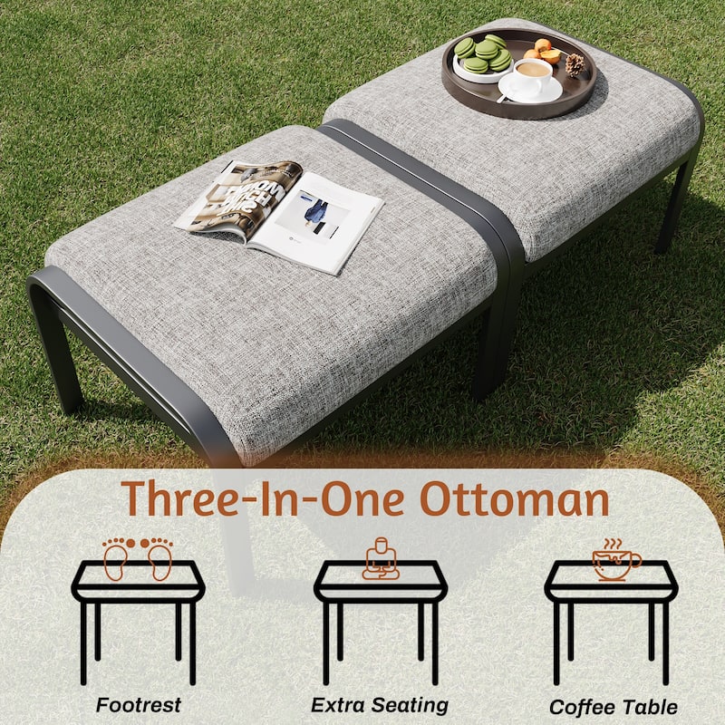 EROMMY Patio Set: 360° Swivel Rockers, Sofa, Ottomans & Table – Outdoor Conversation Set for Poolside, Garden & Deck