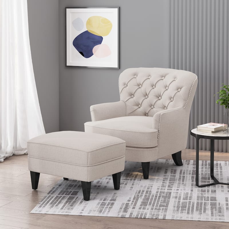 Correia Club Chair and Ottoman Set by Christopher Knight Home