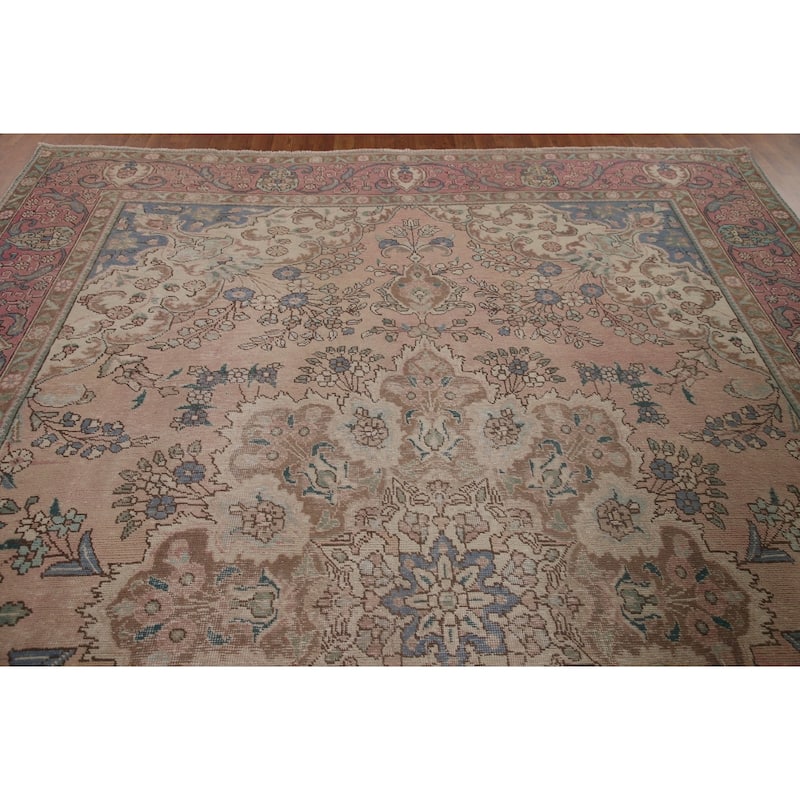Tabriz Persian Vintage Area Rug Hand-knotted Wool Carpet - 8'10" x 12'10"