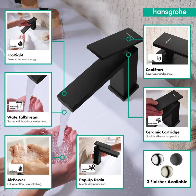 Hansgrohe 73002 Tecturis E 1.2 GPM Single Hole Bathroom Faucet with