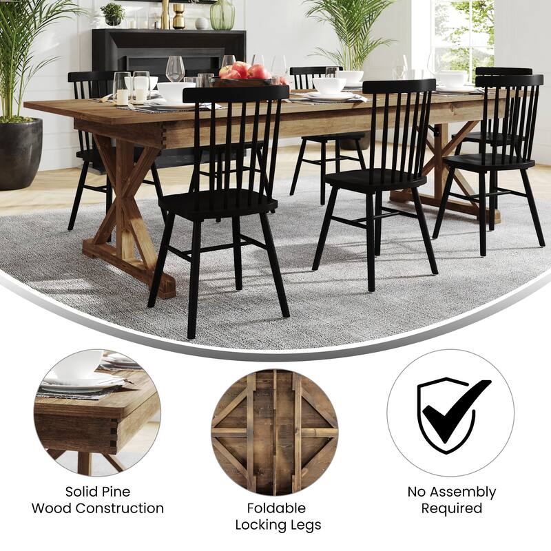 Flash Furniture FFIF49596 Kira 108" Wide Pine Wood Dining Table with X