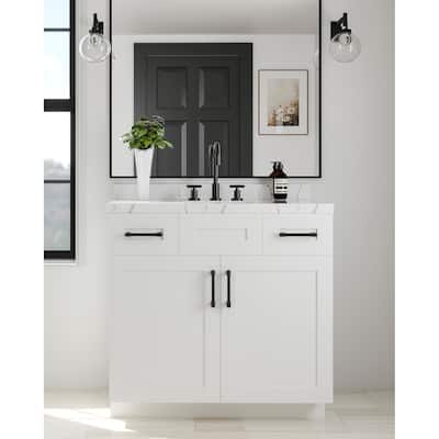 Nelson Cabinetry 48" White Shaker Wood Single Sink Bathroom Vanity with Soft-Closing Doors and Drawers