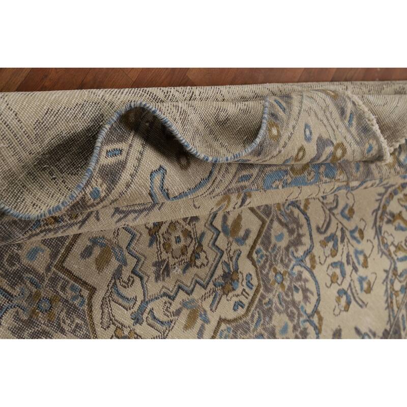 Tabriz Persian Area Rug Traditional Beige Handmade Wool Carpet - 6'9"x 9'1"