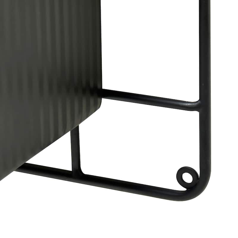 Glitzhome 20''L Black Metal Wall Planters with 3 Pots Hanging Plant Holder