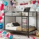 preview thumbnail 1 of 8, Full over Full Modern Design Metal Bunk Bed, Low Bunk Bed with Ladder, Easy Assembly, Metal Frame Construction, White White - Full