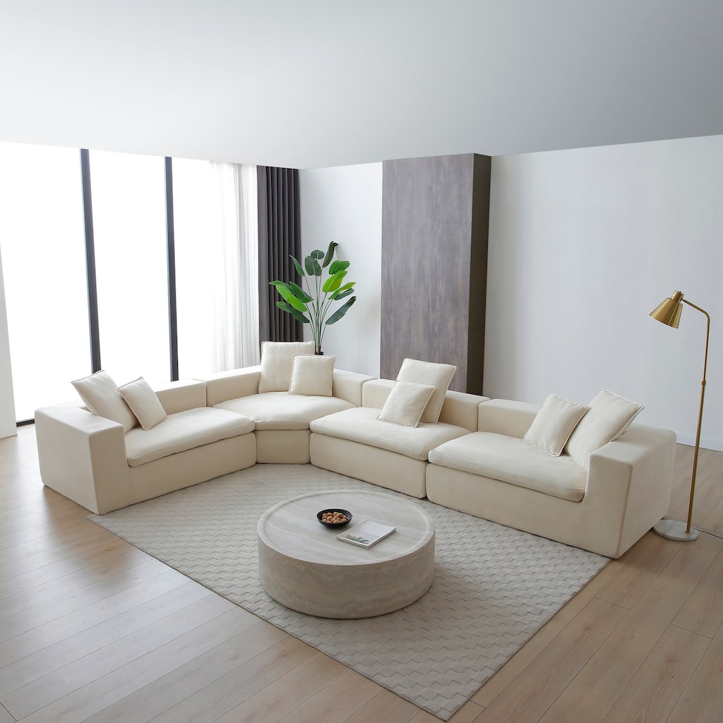 Oversize Modern Deep Seat Modular Cloud Sectional Couch with L-Shape Chaise