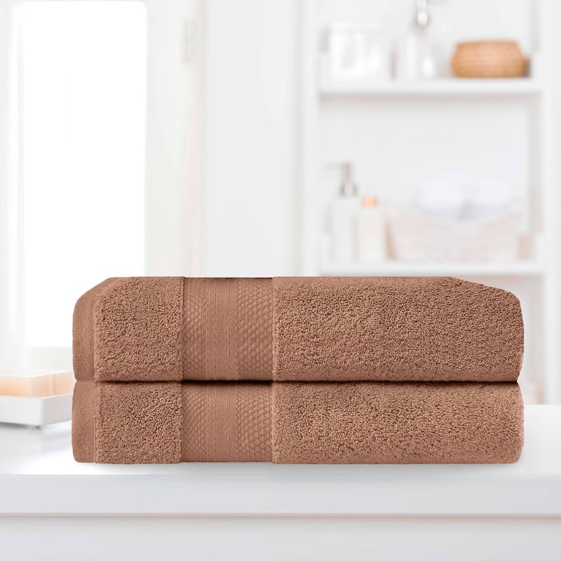 Superior Turkish Cotton Solid Heavyweight Bath Sheet Set of 2 - Taupe