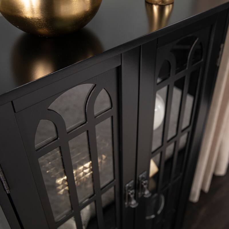 SEI Furniture Cherry Window Pane Media Cabinet