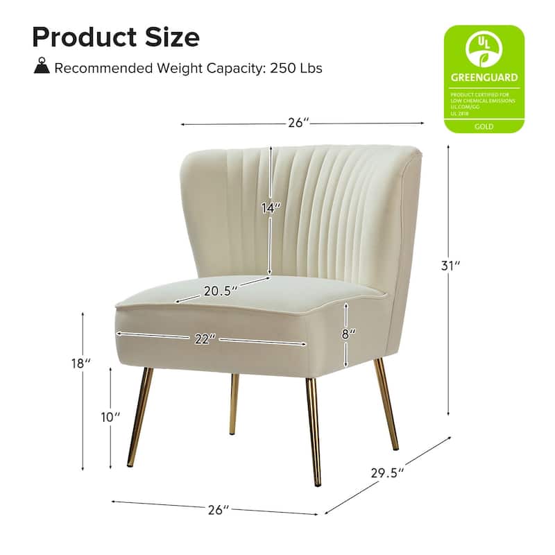 Monica 22''W Upholstered Modern Tufted Accent Side Chair with Gold Legs by HULALA HOME
