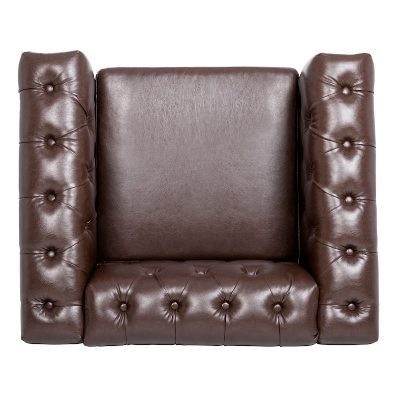 38.98" Buttons Tufted Accent Chair with Birch Legs