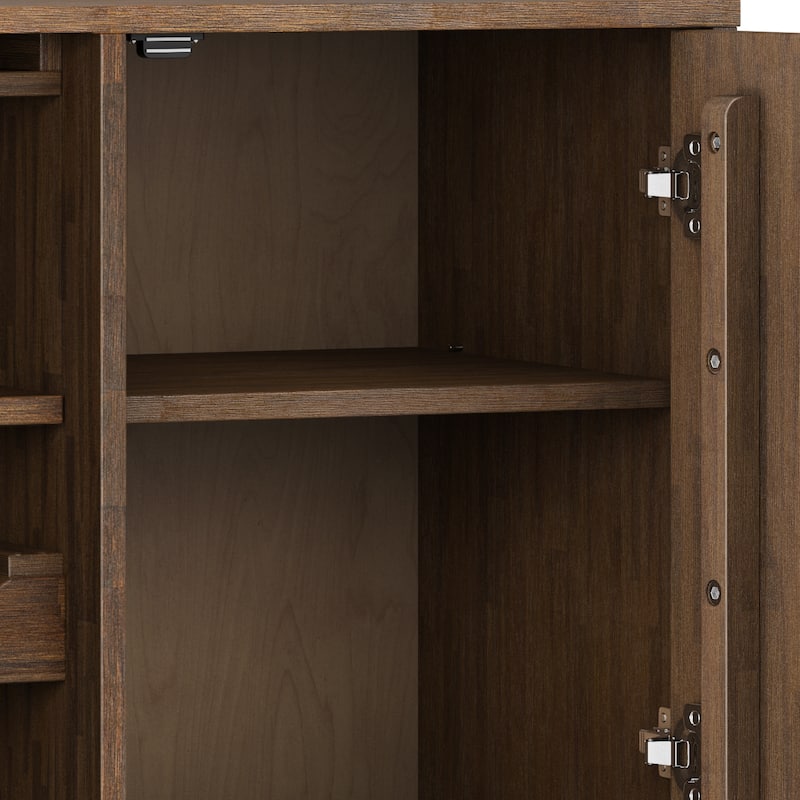 WYNDENHALL Wright 12-Bottle SOLID ACACIA WOOD 39 inch Wide Mid Century Wine Cabinet in Rustic Natural Aged Brown