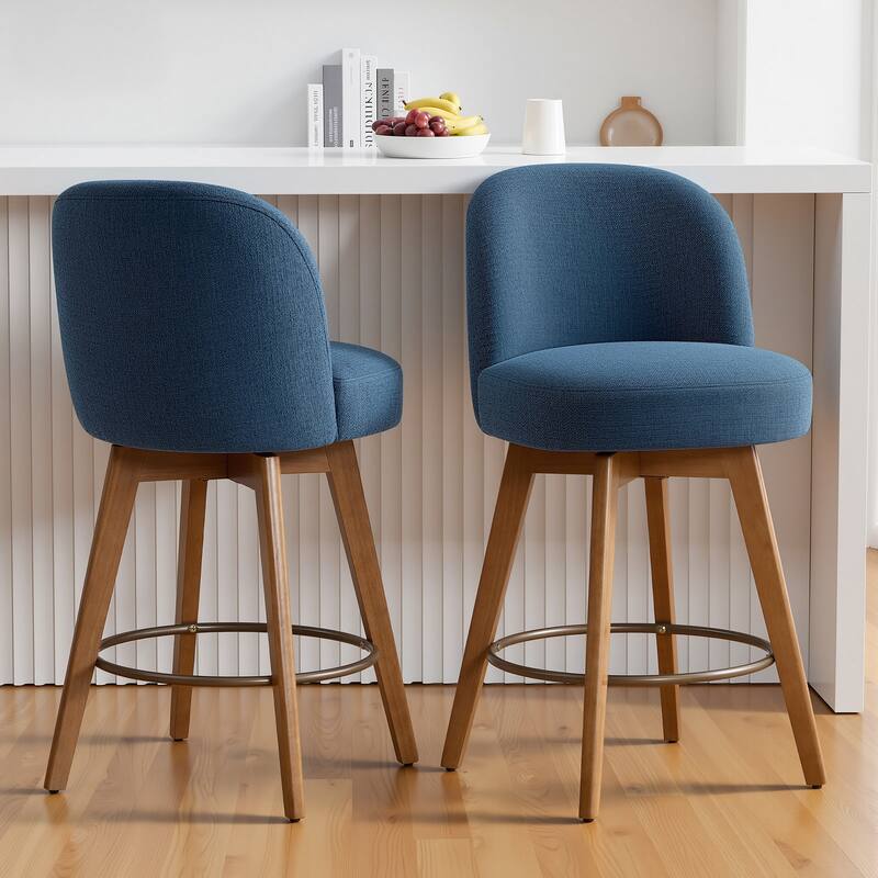 26" Upholstered Swivel Counter Stool With Solid Wood Frame - 37.8"H x 19.7"W x 23.2"D