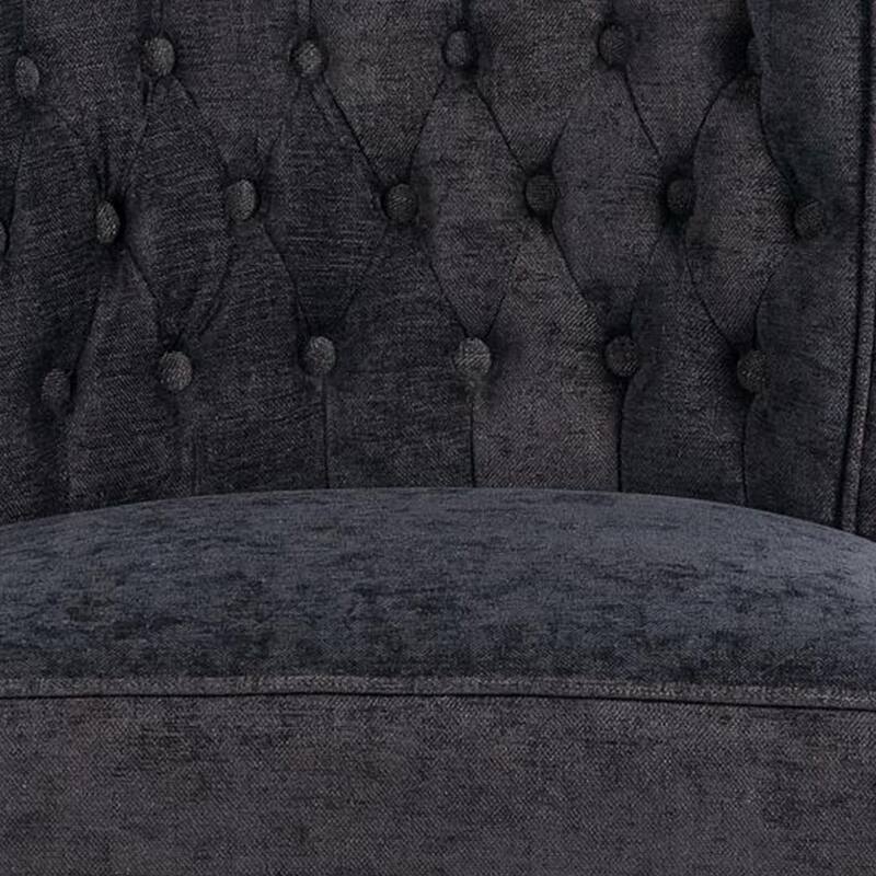 Cly Dining Side Chair Set of 2, Dark Gray, Natural Brown Solid Wood