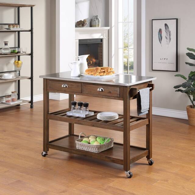 The Gray Barn Firebranch Wire-brush Kitchen Cart