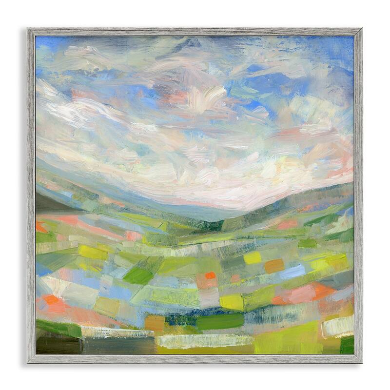 Stupell Jolly Geometric Countryside Scene Framed Giclee Art Design By Ashley Davis - 12 x 12 - Grey