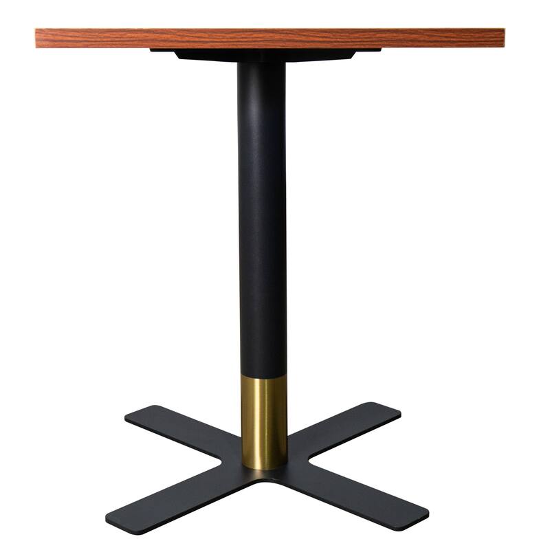 Vail Square Dining Table with 24 in. MDF Tabletop in Black Stainless Steel Cross Legs with Gold Accent Base Kitchen Table