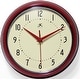 preview thumbnail 179 of 195, Infinity Instruments Round Retro Kitchen Wall Clock by Infinity Instruments 9.5 Inch - Red