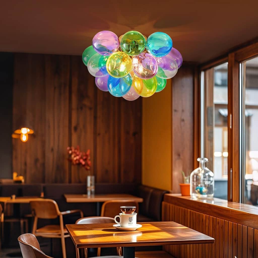 Colorful Glass Bubble Ball Swirled Glass Chandelier - Multicolor