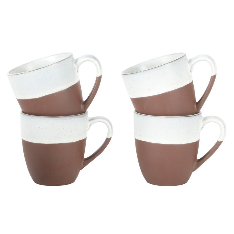 Gibson Elite William Crest 4 Piece Coffee Mug Set, 15oz Stoneware Cups, Reactive Glaze Finish, Round Large Coffee Mugs