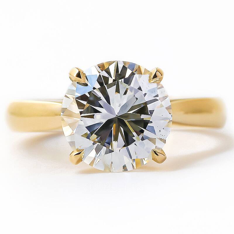 Kobelli 3.49 Carat Natural Diamond GIA Certified 14k Solid Gold Round Solitaire Cathedral One-of-a-Kind Franz Engagement Ring