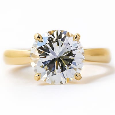 Kobelli 3.49 Carat Natural Diamond GIA Certified 14k Solid Gold Round Solitaire Cathedral One-of-a-Kind Franz Engagement Ring