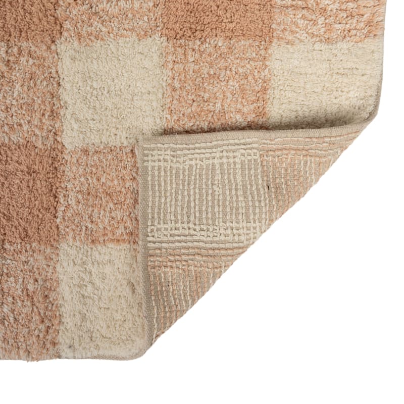 Cotton Tufted Rug with Plaid Pattern - 60.0"L x 36.0"W x 0.3"H - 60.0"L x 36.0"W x 0.3"H