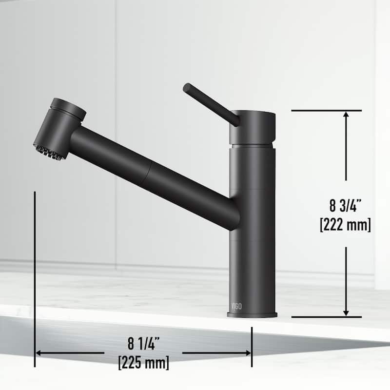 VIGO Branson 9" H Single Handle Pull-Out Sprayer Kitchen Faucet