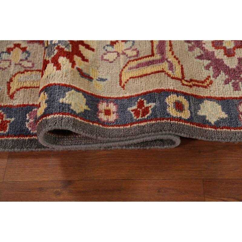 All-Over Grey Oushak Oriental Area Rug Handmade Wool Carpet - 8'11"x 11'10"