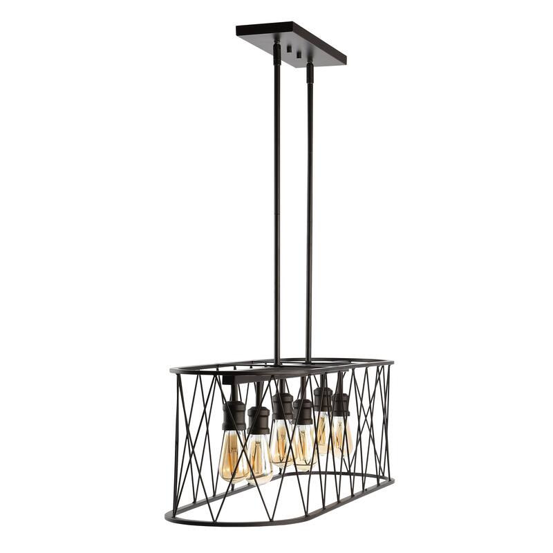 Urbanna 37.75" 6-Light Adjustable Iron Farmhouse Rustic LED Dimmable Pendant, Oil Rubbed Bronze by JONATHAN Y