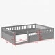 preview thumbnail 10 of 8, Full Size Toddler Floor Bed Fence Bed with Guardrails, Grey