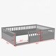preview thumbnail 10 of 23, Solid Full Wooden Floor Bed Frame with Safety Fence for Kids, Low to Ground Design for Bedroom and Playroom Use, Natural