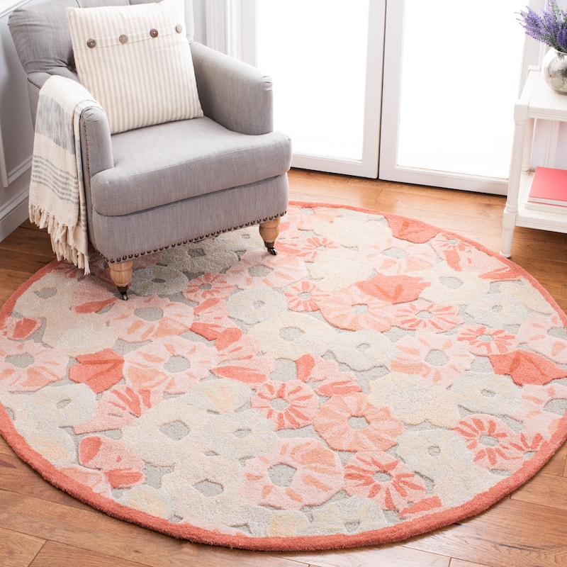 Martha Stewart by SAFAVIEH Poppy Field Wool/ Viscose Rug - 6' Round - Cayenne Red