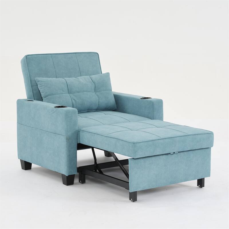 3-in-1 Pull Out Convertible Sleeper Chair w/ USB Ports,Wear Resistant