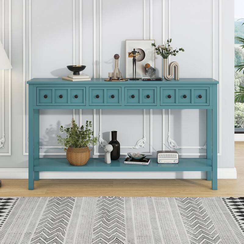 Rustic Entryway Console Table(Turquoise Green)