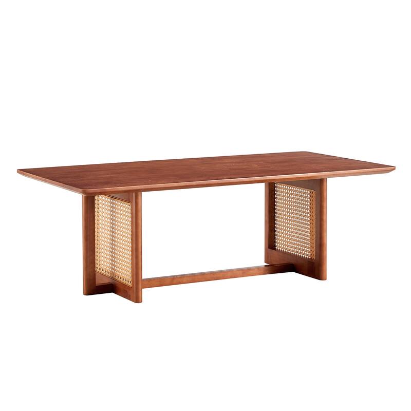 Chinese Log Rattan Coffee Table, Rectangular Solid Wood Coffee Table Small Family living Room Tea Table
