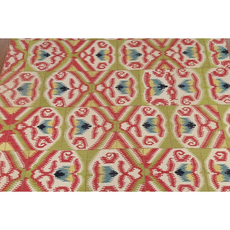 All-Over Kilim Oriental Area Rug Hand-Woven Wool Carpet - 8'2"x 10'10"