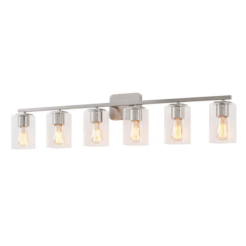 KAWOTI 6-Light Square Clear Glass Shade Vanity Light