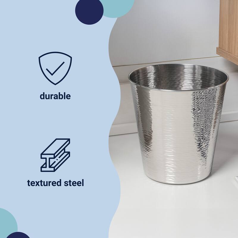 happimess Remi Modern Classic Textured Steel 2-Gallon Wastebasket