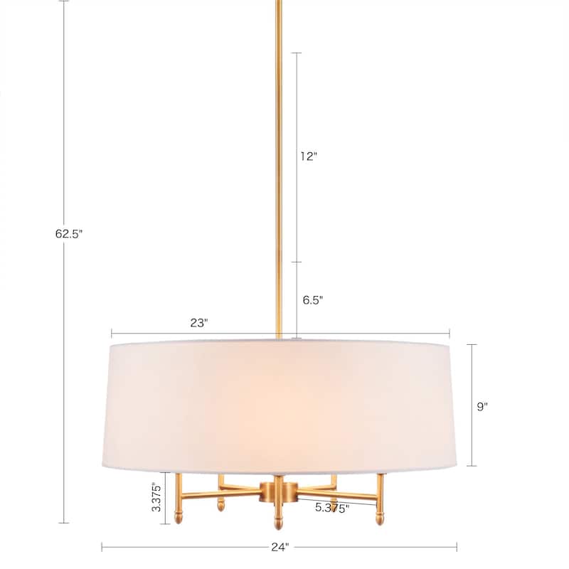 5-Light White Drum Shade Chandelier for living room,bedroom,and dining room