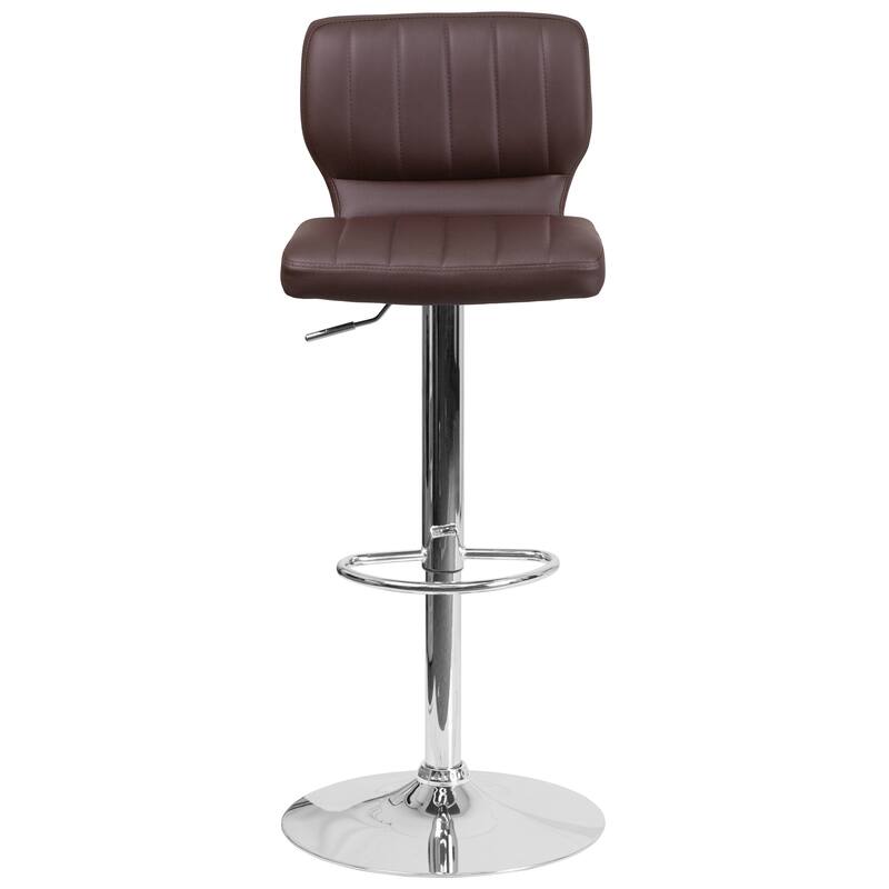Contemporary Chrome Adjustable Bar Stool - 16.5"W x 19"D x 34.5" - 43"H