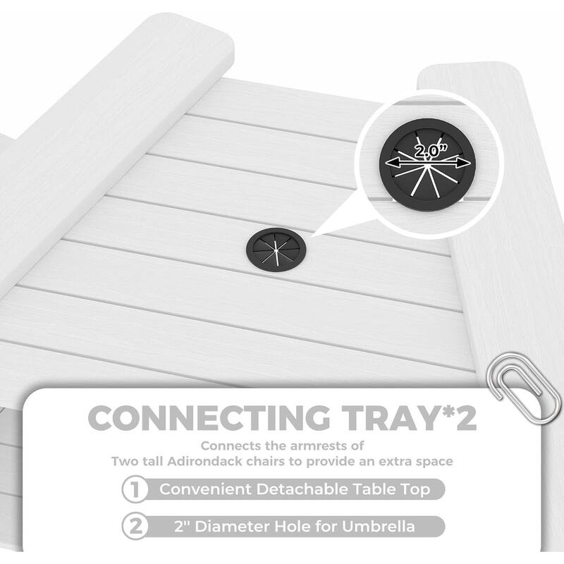 Set of 2 Outdoor Tall Adirondack Chairs Barstools for Deck, Balcony, Backyard, Patio Bar