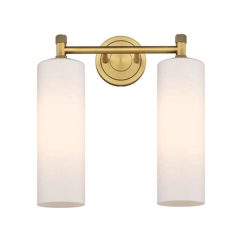 Innovations Lighting Crown Point - 2 Light 12" Wall-Mounted Bath Vanity Light - Brushed Brass/Matte White