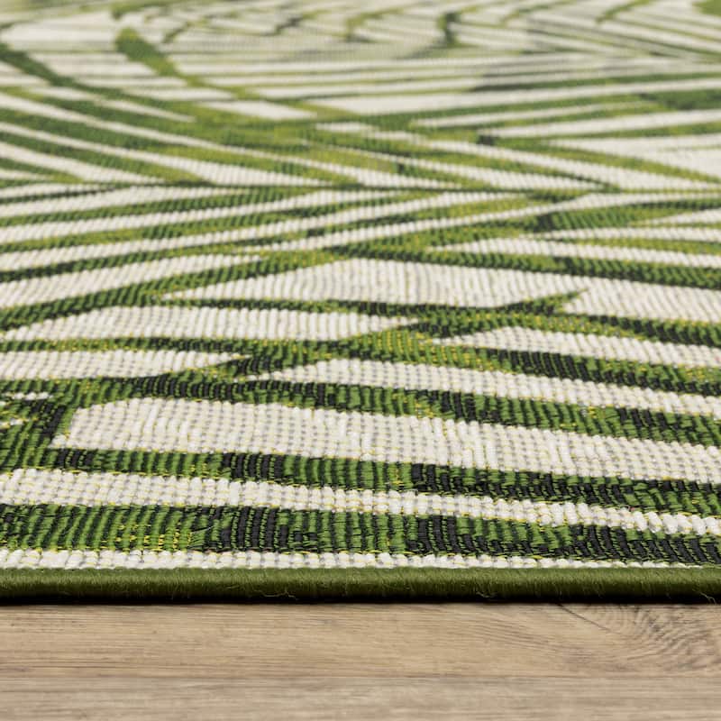 Style Haven Nova Layered Tropical Leaves Green/ Ivory Area Rug