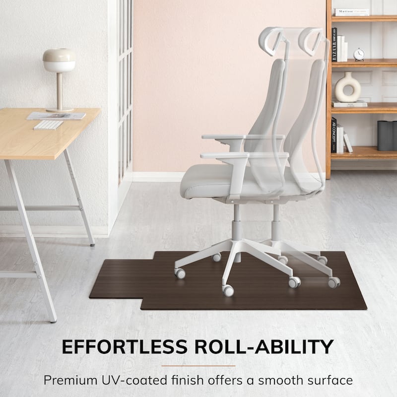 Jani Eco Bamboo Roll-up Rectangular Chair Mat with Lip - Durable and Eco-Friendly Chair Mat