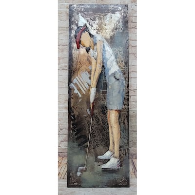 Female Golfer Golfing 3D Wall Art Painting On Metal Canvas
