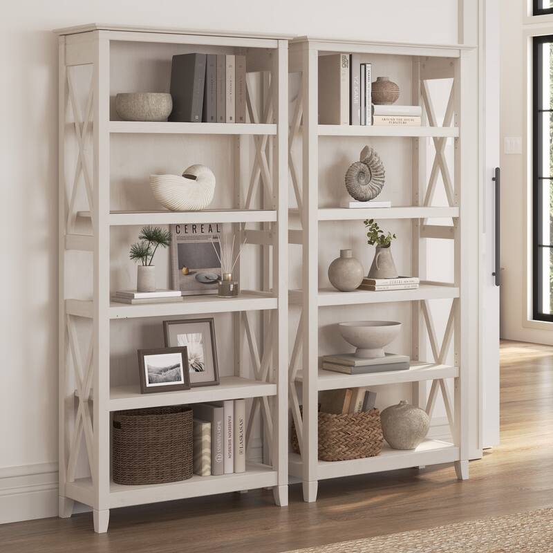 Key West 5 Shelf Bookcase Set by Bush Furniture - Linen White Oak