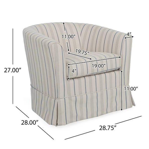 dimension image slide 0 of 3, Cecilia Natural Fabric Swivel Chair with Loose Cover by Christopher Knight Home - 28.75" L x 28.00" W x 28.00" H