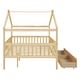preview thumbnail 20 of 34, Kids Funny Canopy Bed Wooden Frame House Bed Full Size Platform Bed Daybed with Roof, Safety Guardrail and Drawers